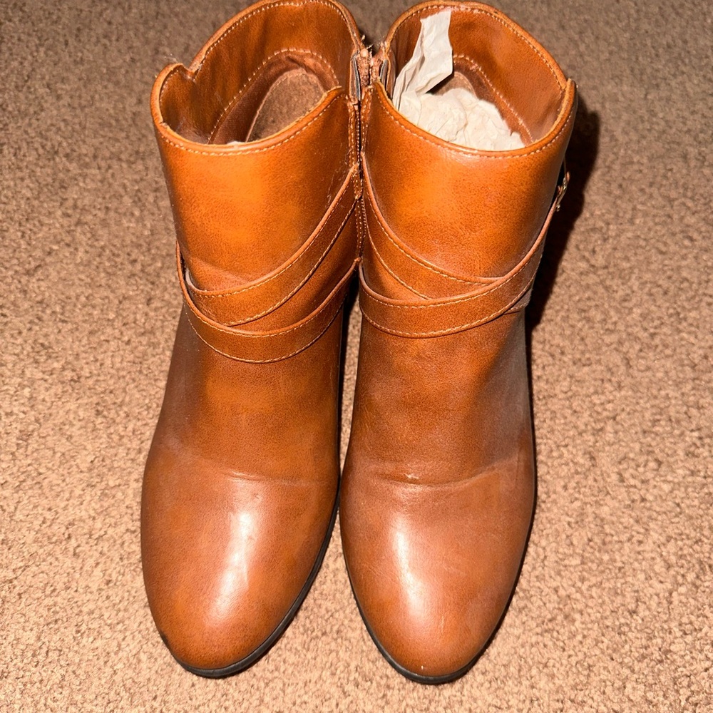 Karen Scott Tan Ankle Booties with Zipper Closure